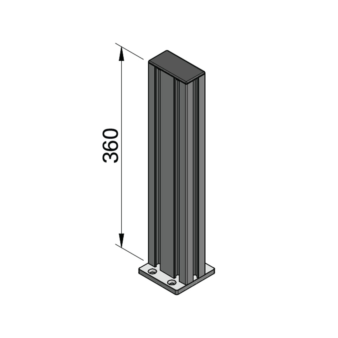 HD Series monitor pole, 360mm tall, with a 40x80mm profile, designed for sturdy support and flexible mounting of displays. Presenting the pole only.