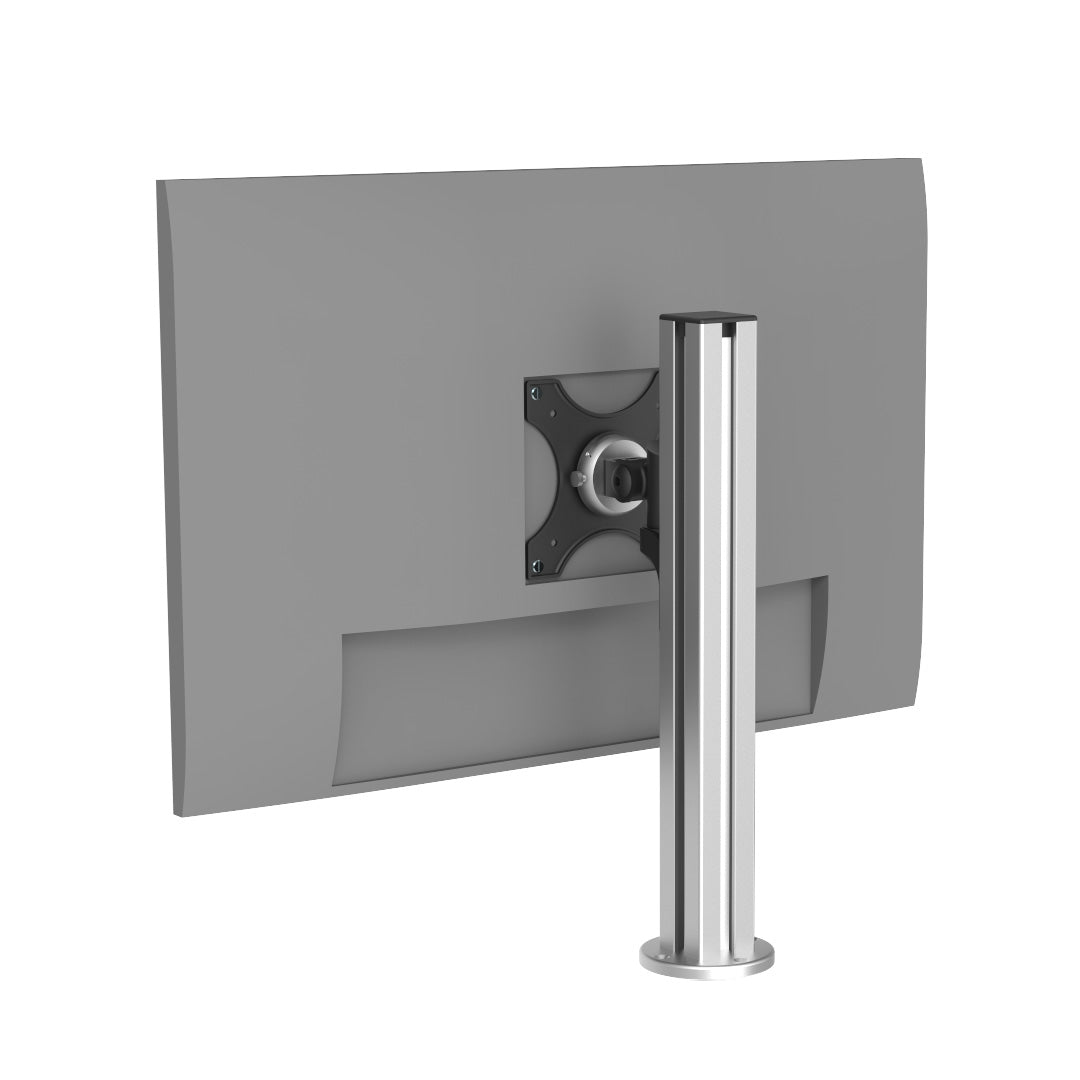 
S Series monitor pole, 360mm tall, with a 40x40mm profile, designed for sturdy support and adaptable display mounting. Shows the bracket with t-slot profile and the monitor.
