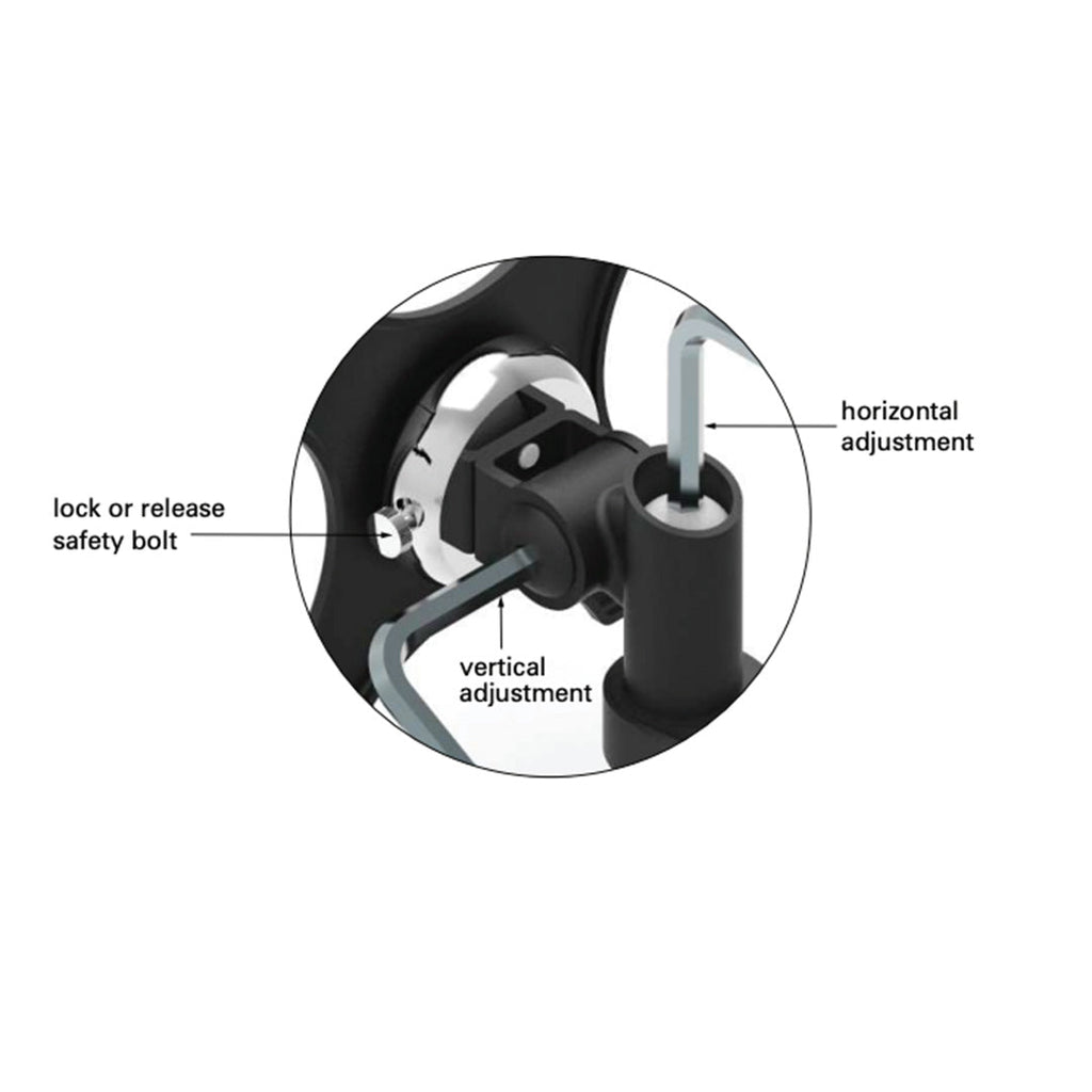 AME Quick Release Pivot Monitor Bracket for VESA 75x75mm and 100x100mm mounts, supports up to 6kg, with adjustable pivot. Presenting mounting options.
